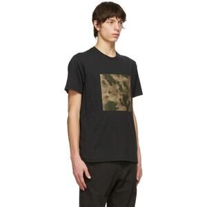 RAG BONE New York Tshirt L Black & Camo Logo Short-Sleeve Cotton Peru Military